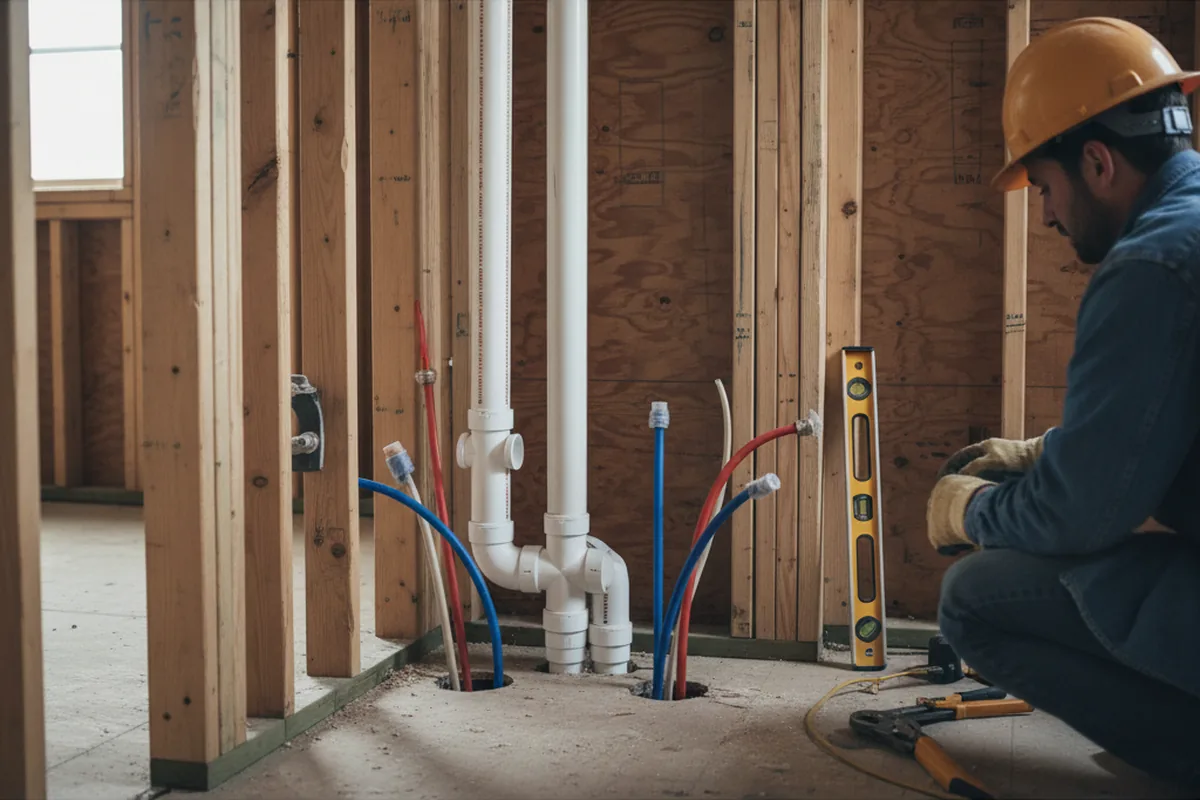 Drain and supply rough-in during Sump Pump Repair in Stantonsburg